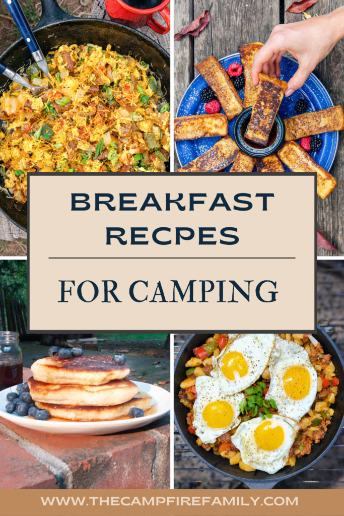 gallery image of breakfast recipes for camping with text overlay